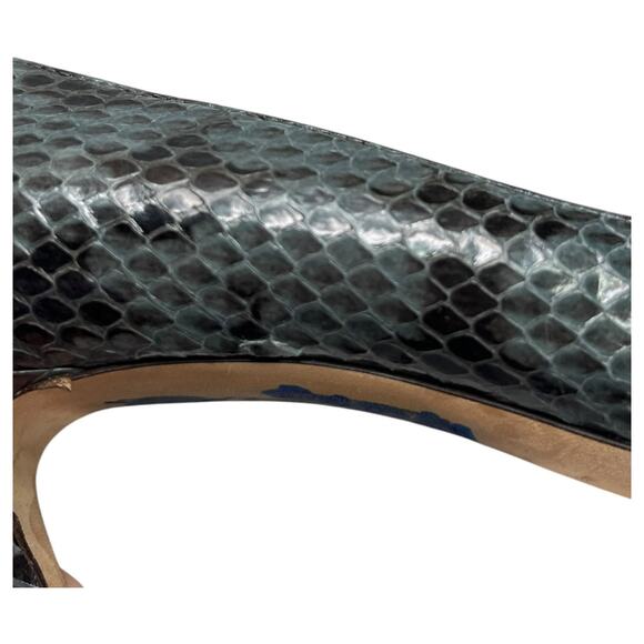 Jimmy Choo Heels Womens 37.5 7.5 US Green Black Snake Python Abel Pump Stiletto - Picture 11 of 13